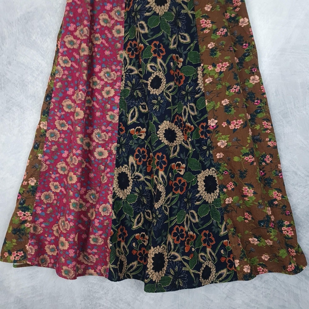 Natural Life Skirt Womens XS Multicolor Floral Corduroy Patchwork Maxi Peasant - Picture 5 of 16
